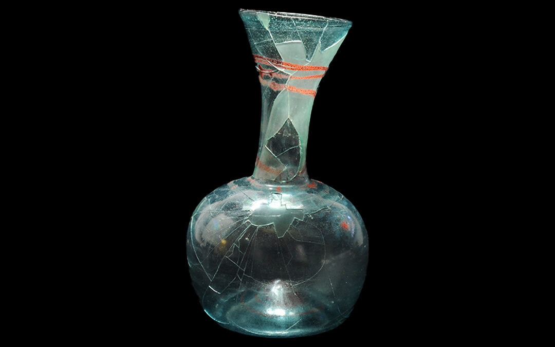 Bottiglia in vetro di colore azzurro