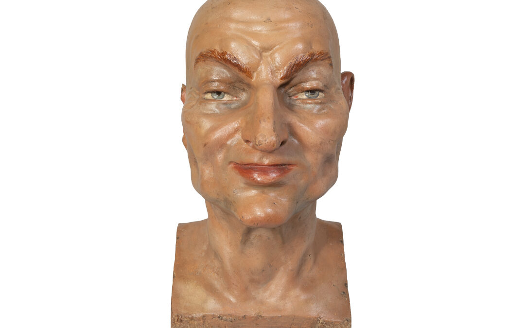 Mannequin head for the character of the commedia dell’arte “Capitano”