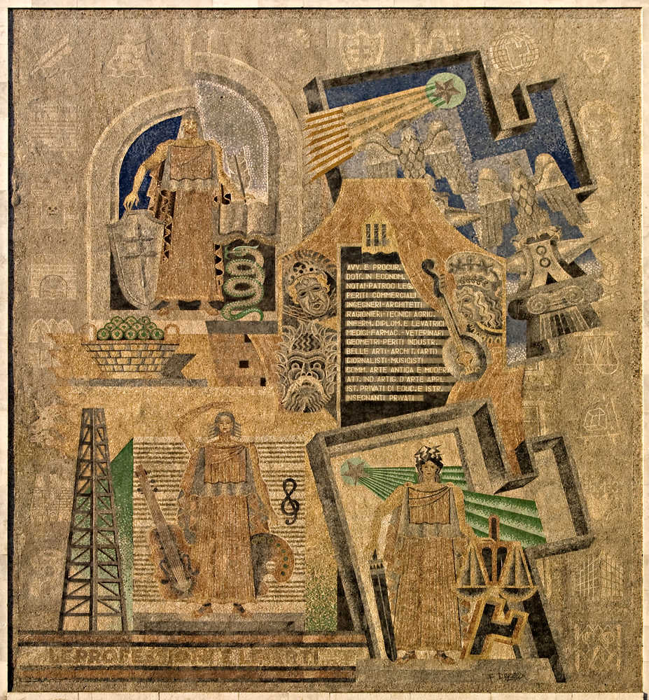 Le professioni e le arti Le professioni e le arti, di Fortunato Depero. Esterno del Palazzo delle Scienze, EUR, Roma.